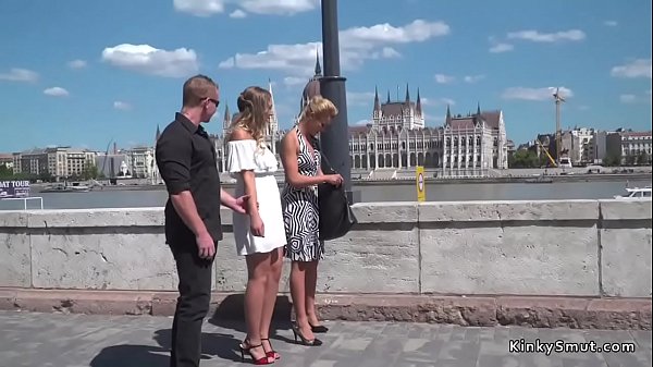 Serbian submissive slave fucked in public